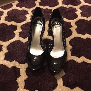 Black open-toed heels